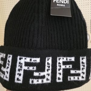 Fendi Black and White Knit Beanie No Care Tag But Brandnew